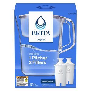 Brita Champlain Water Filter Pitcher, 10 Cup with 2 Filters